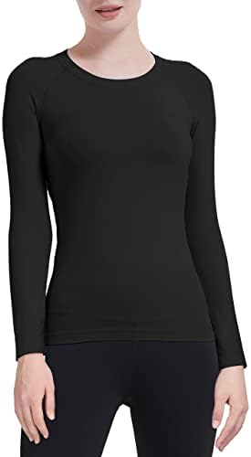חולצות אימון Mathcat לנשים, חולצה אתלטית שרוול ארוך נשים צמרות אימון חלקות לנשים, חולצת דחיסת יוגה