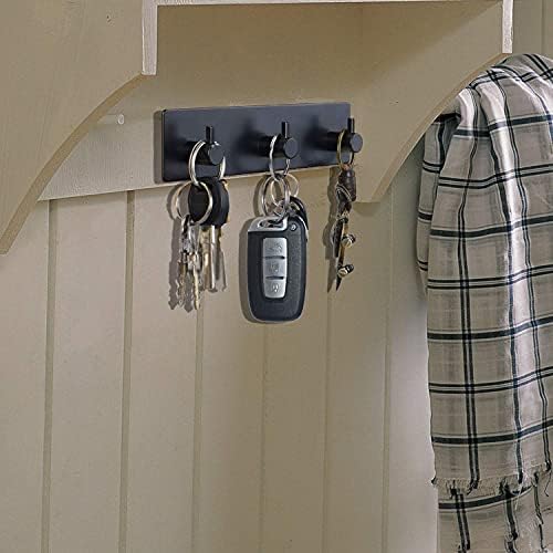 מחזיק מפתחות לקיר וו מפתח דבק עצמי לקיר ללא נזק מתלה מפתח לקיר עם 3 ווי מפתח למפתחות ומסכות, קולב