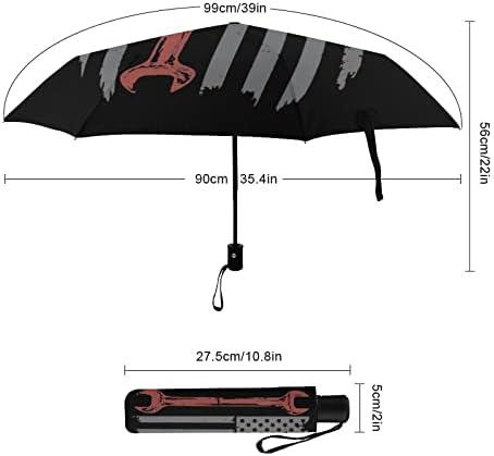 בציר מכונאי ארהב דגל אטום לרוח נסיעות 3 קיפול אוטומטי מטרייה קומפקטי מתקפל ידני ריינברלה עבור גשם שמש