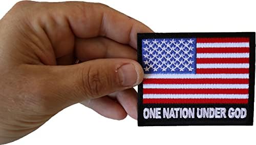 אומה אחת תחת אלוהים טלאי דגל אמריקאי - 3x2.75 אינץ ' - ברזל רקום על תיקון