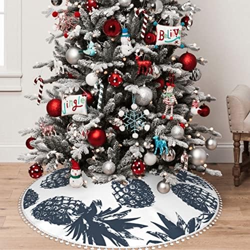 חצאית עץ חג המולד עם קיצוץ פום לקצץ אננס-חיל-לבן קישוטי בית חג המולד 30