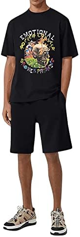סט כפתור טוקסידו סט חולצות O-Neck חולצות שרוול מכנסיים ספורט אופנה ספורט אופנה 2 חלקים קצרים מקצרים קיץ