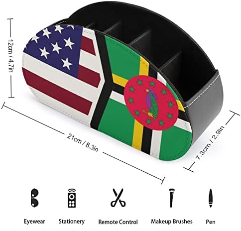 ארצות הברית ודומיניקה דגל עור שלט רחוק מחזיק מצחיק נושא כלים תיבת אחסון שולחן עבודה ארגונית עם 5 תאים עבור
