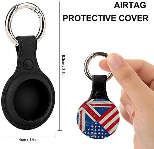 בציר בריטניה ואמריקאי דגל מגן מקרה כיסוי עבור תגי אוויר מאובטח מחזיק עם מפתח טבעת אבזרים