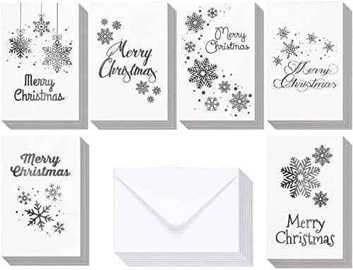 48 חבילות כרטיסי ברכה לחג המולד שמח סט קופסאות בתפזורת - כרטיסי ברכה לחג המולד של חג המולד בחורף 6 עיצובים
