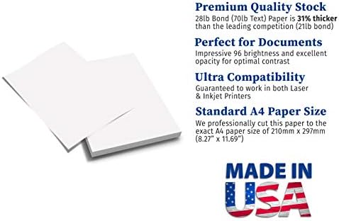 נייר מדפסת A4 Premium - 28lb Bond / 70lb טקסט נייר לבן בהיר