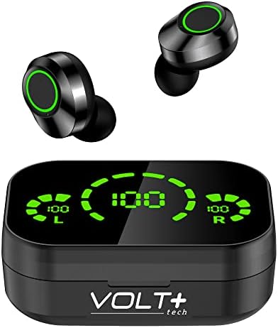 Volt Plus Tech Wireless V5.3 LED Pro אוזניות אוזניים התואמות ל- OPPO R1S שלך IPX3 Bluetooth מים ומיטיעה/הפחתת