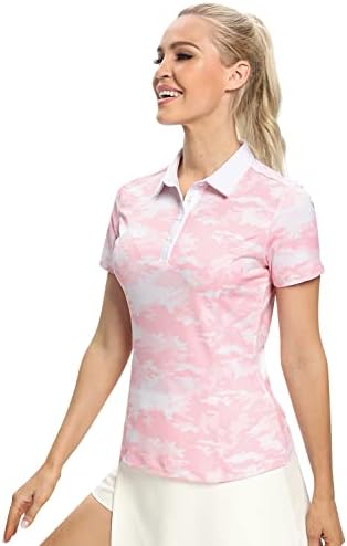 חולצות פולו של Hiverlay לנשים צווארון גולף גולף צווארון גולף דק כושר UPF 50+ יבש כושר לחות נשות טניס