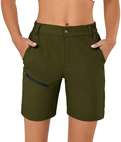 מכנסי מטען לנשים של יונדובופ מכנסיים קצרים מהיר של מכנסי גולף פעילים יבש מכנסי נסיעה בקיץ עם כיסי רוכסן
