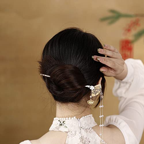 מאוורר גדילים שיער מקל שיער מזלג סיני סגנון סיכת ראש תסרוקת עיצוב כלי פניני תליון שיער אביזרי עבור נשים