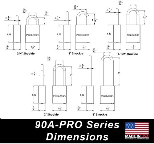 המנעול של סדרת 90A-Pro של Paclock, קנה אלומיניום תואם של American Act, כחול אנודיניום, גליל 7 פינים