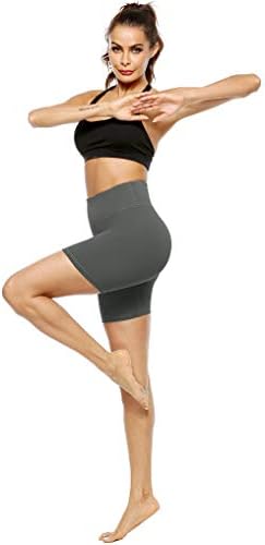 מכנסי יוגה עם אימון המותניים הגבוה של הנשים המותניים עם שני כיסים נסתרים, מכנסיים קצרים של בקרת בטן