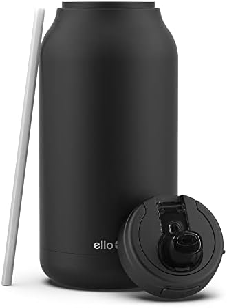 Ello hydra חצי גלון vacuum Vacuum מבודד פלדה אל חלד עם נעילה, מכסה אטום דליפה וקש סיליקון רך, בקבוק מים