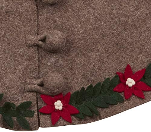 חצאית עץ חג המולד של חג המולד בעבודת יד - גבול פוינסטיה על אפור - 60