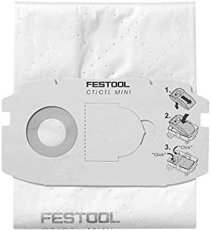Festool 498410 שקית מסנן נקייה עצמית עבור CT מיני 5 חבילה