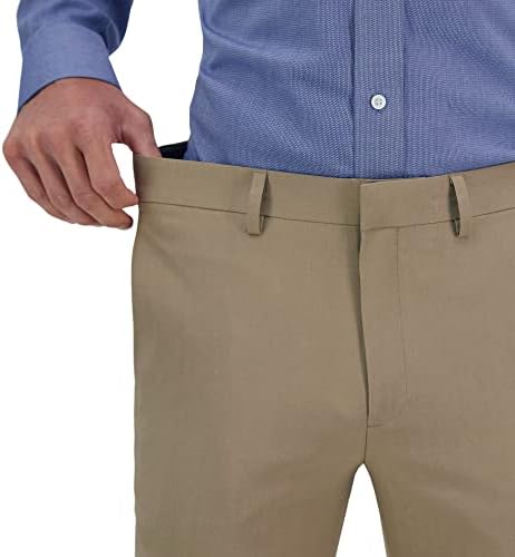 מכנסי שמלת נוחות פרימיום לגברים של הגר-מכנסיים קדמיים שטוחים בכושר דק