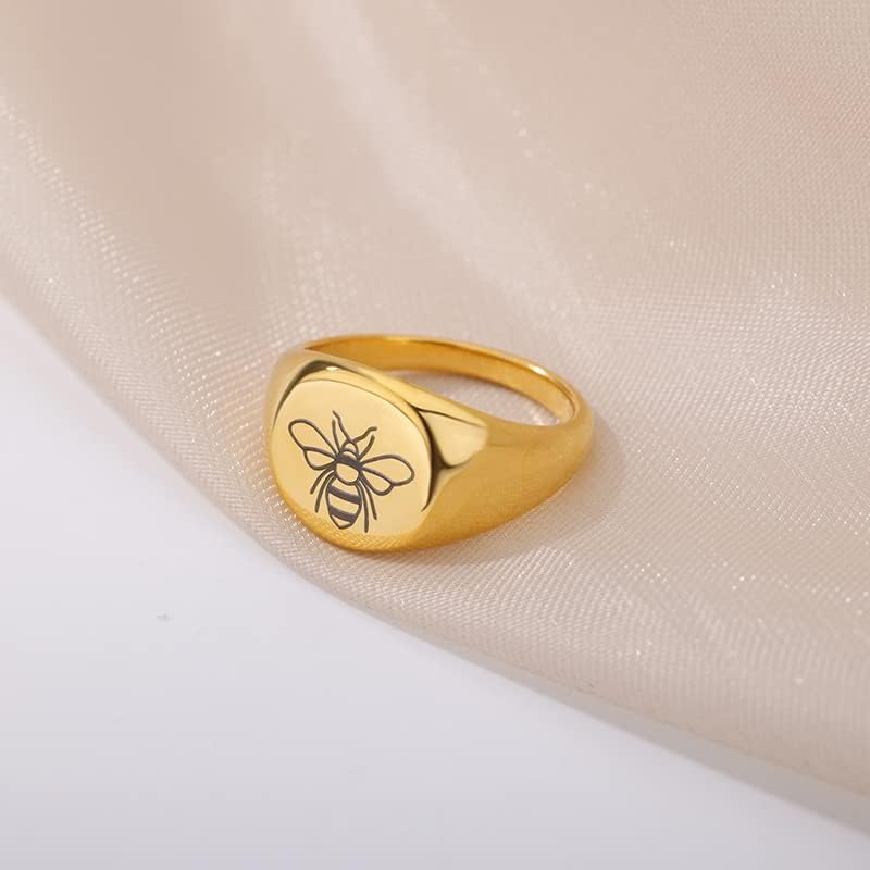 לולומאטו דבורת טבעות לנשים פאנק זהב צבע חותם זוג טבעת אופנה חתונה תכשיטי באג פאם-זי 3473 עמ - 8