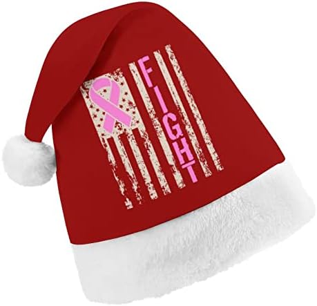 להילחם שד סרטן מודעות ארהב דגל חג המולד כובע רך קטיפה סנטה כובע מצחיק כפה עבור חג המולד לשנה חדשה חגיגי