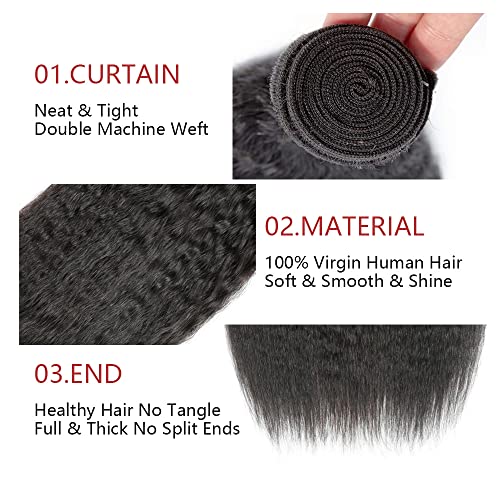 יקי שחור שיער חבילות קינקי ישר שיער טבעי 3 צרור אמיתי לא מעובד שיער לא מעובד הרחבות לנשים שחורות ברזילאי