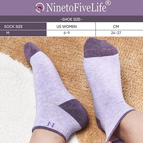 חבילת NinetoFiveLife של 6 גרבי קרסול נשים גרבי קיץ כותנה גרבי טיולים חיצוניים גרביים דקים רכים