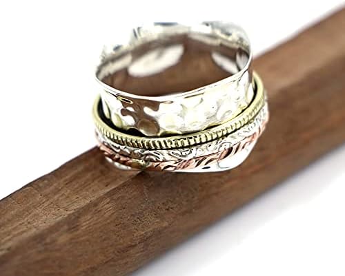 טבעת ספינר מדיטציה לנשים ספינרים נחושת פליז טבעת בסיס מגולפת טבעת 925 סטרלינג כסף סטרלינג יופי טבעת טבעת דאגה טבעת