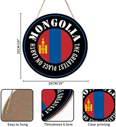 Bestorlove שלט ברוך הבא חזית לדלת המקום הגדול ביותר על כדור הארץ שלטי עץ עגולים של שלטי דגל מונגוליה דגלי