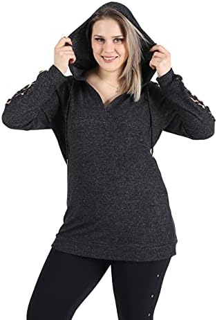 Adobella Womens Plus Size Hoodie, סוודר משיכה קל משקל