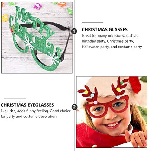 PartyKindom 12 PCS עץ חג המולד איש שלג סנטה דקורטיבי תחפושת משקפי ראייה אבזרי צילום לעיצוב לחגיגת