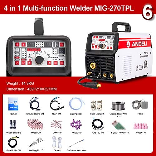 Andeli Mig Welder 220V MIG TIG MMA וריתוך קר 4 ב 1 מכונת ריתוך רב-פונקציונלית MIG-270TPL