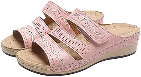 סנדלים לנשים, נוחות טריז מחליקה על סנדל וינטג 'קיץ מזדמן בוהן פתוחה בוהן פתוחה נעלי נעלי נעלי סנדלי טריז רקומות