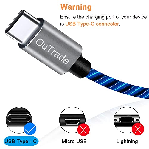 כבל USB מסוג USB מסוג C, 3A LED נדלקת כבל טעינה מהיר תואם ל- Samsung Galaxy S20/S10/S9/S8, LG V40/V30, USB-C ל-