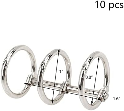 Wealrit 10 PCS זהב 3 טבעת מתכת מתכת רופפת קלסרים טבעות ספרים מפוצל הצמד תלוי בקוטר 0.8 אינץ 'בקוטר פניני