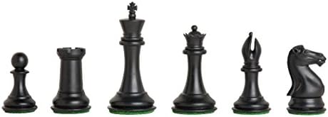 בית סטאונטון-ערכת השחמט הפלסטית של האספן-חתיכות בלבד - 4.0 מלך-שחור וטבעי