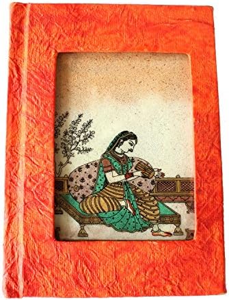 מפואר הודי מסורתי מיניאטורי חן ציור על זכוכית בעבודת יד ממוחזר נייר כתובת ספר