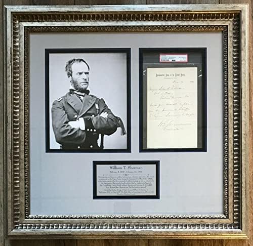 הגנרל וויליאם ט. שרמן בכתב יד/חתום מכתב ממוסגר תצוגה PSA - תמונות מכללות עם חתימה