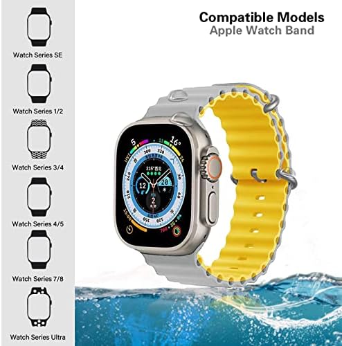 טקראסינג אוקיינוס ​​סיליקון רצועת ספורט רצועת צמיד החלפת צבע שני טון תואם ל- Apple Watch Iwatch