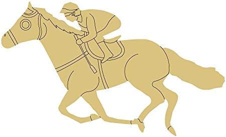 רוכב סוס עיצוב על ידי קווי מגזרת גמור עץ דרבי מרוצי סוסים זירת צביעת ספר דלת קולב צורת בד סגנון 1 אמנות 6
