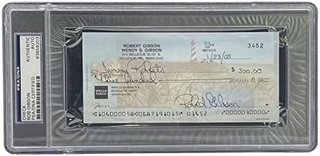 בוב גיבסון סנט לואיס קרדינלס חתום על סימון בנק אישי מס '3452 PSA/DNA - כרטיסי חתימה של בייסבול