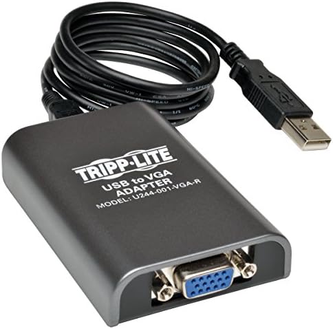 Tripp Lite USB 2.0 ל- VGA כפול/רב-מוניטור מתאם כרטיסי וידאו חיצוניים, 128 מגה-בייט SDRAM, 1080p, אפור