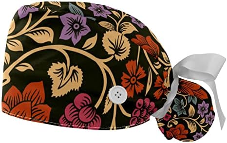2 מחשב כובע עבודה עם כפתור לנשים ארוכות שיער מתכוונן תחבושת אלסטית קשירה לאחור כובעים כובעים בופנט