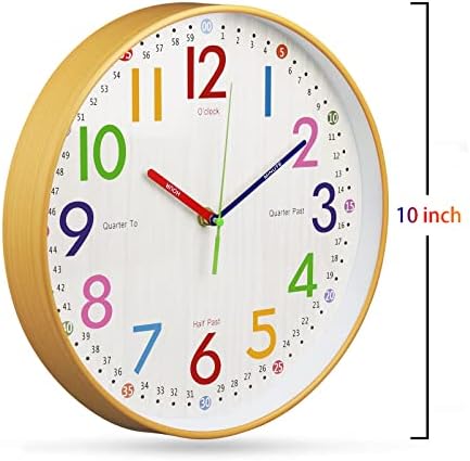 שעון למידה של Vreaone לילדים שעון קיר חינוכי בגודל 10 אינץ