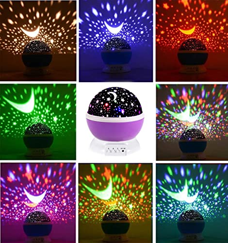 אור כוכבים אור לילדים, 12 מצבי אורות מחליפים צבעים עם כבל USB, 360 מעלות מקרן ירח סיבוב מקרן שולחן כוכבים לעיצוב