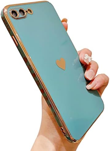 תואם לאייפון 7 פלוס קייס, אייפון 8 פלוס קייס, עם ציפוי לב אהבה חמוד כיסוי הגנה על מארז פגוש לאייפון