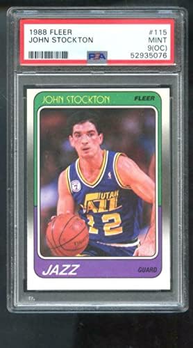 1988-89 FLEER 115 ג'ון סטוקטון טירון RC PSA 9 כרטיס כדורסל מדורגת NBA - כרטיסי כדורסל לא חתומים