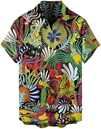 חולצות Zddo Hawaiian לגברים כפתור שרוול קצר למטה הדפס אוקיינוס ​​וינטג 'רגוע כושר חוף מזדמן קיץ אלוהה חולצה