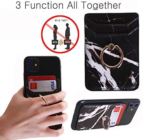 מחזיק כרטיסי טלפון RFID Bloacking עבור גב טלפון עם טבעת, דביקה דבקת כרטיסי אשראי לכיס טלפונים סלולריים
