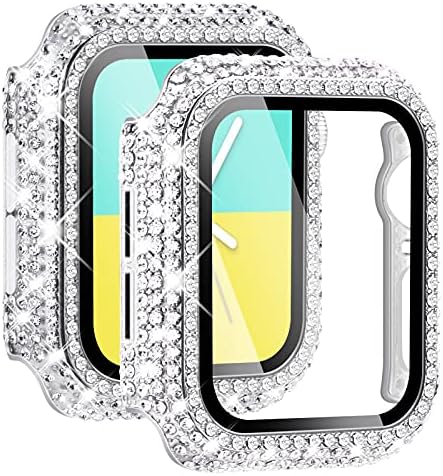 מארזי בלינג של Newways 2-Pack עם מגן מסך התואמים ל- Apple Watch 40 ממ, מארז מגן של יהלומים סלולים