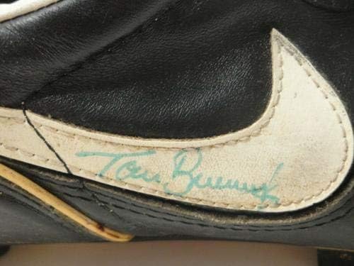 טום ברוננסקי חתום יד חתימה תאומים משחק רשמי נעל נעל JSA L00780 - סוליות MLB עם חתימה