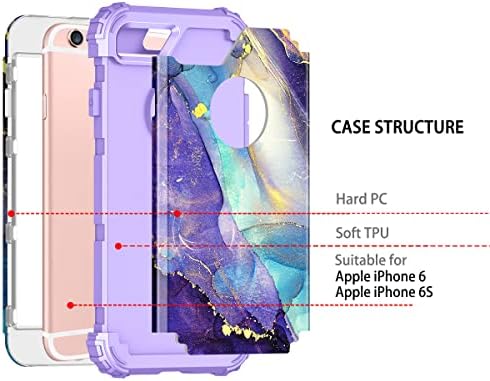 Rancase תואם למארז iPhone 6S, מארז iPhone 6, שלוש שכבות כבד הגנה אטום הלם פגוש פלסטיק קשיח +מארז הגנה של גומי