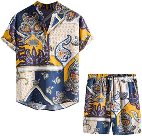 חולצת פשתן הכותנה של הגברים הנלי ומכנסי מכנסיים קצרים גברים חולצות הוואי